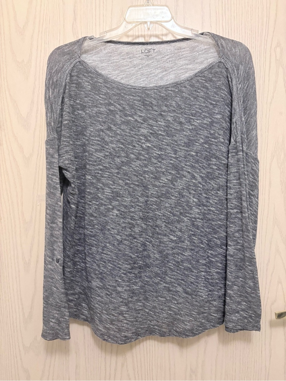 LOFT Heather Gray Long Sleeve Boatneck Soft Tee